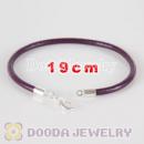 19cm purple slippy leather chain, silver plated lobster clasp fit Jewelry, European Beads, Lovecharmlinks etc