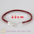 22cm red slippy leather chain, silver plated lobster clasp fit Jewelry, European Beads, Lovecharmlinks etc