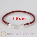 18cm red slippy leather chain, silver plated lobster clasp fit Jewelry, European Beads, Lovecharmlinks etc