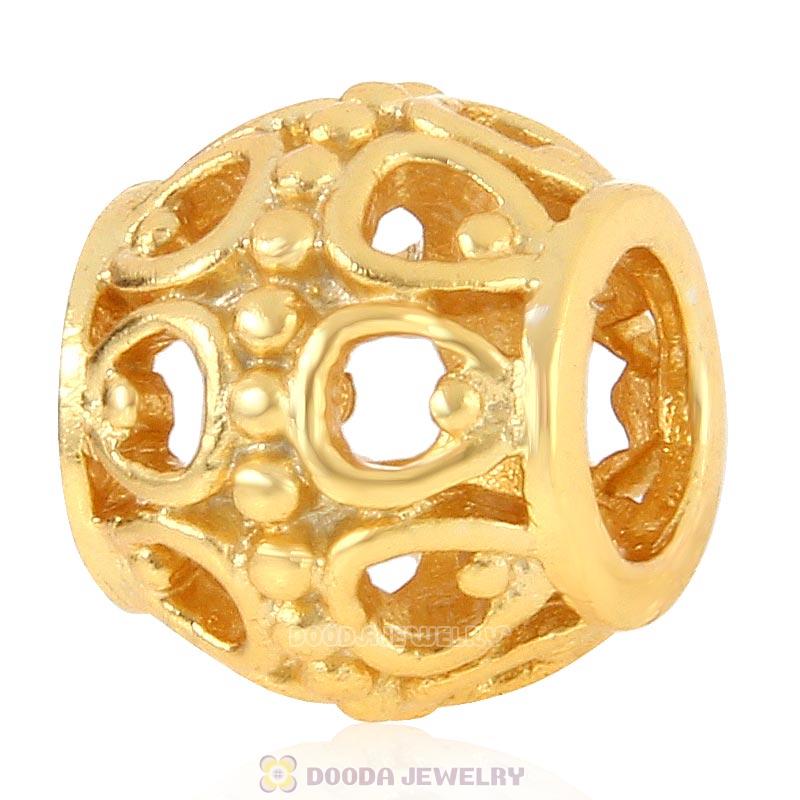 Gold Plated Sterling Silver European A Cloud Silver Lining Charm Beads