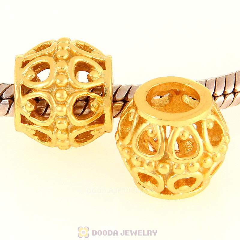 Gold Plated Sterling Silver European A Cloud Silver Lining Charm Beads