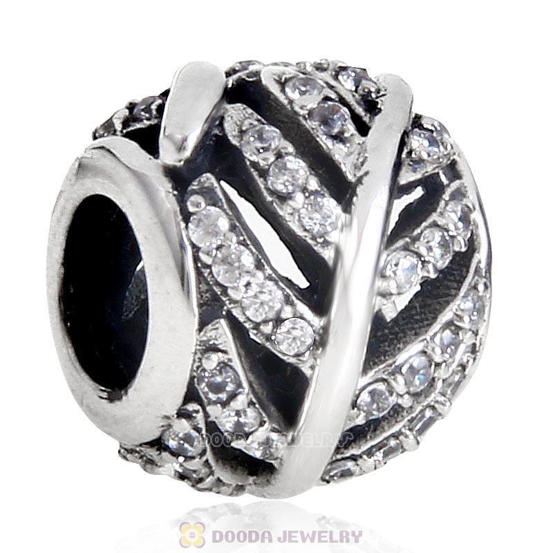 Light as a Feather Charm 925 Sterling Silver Zircon Stone Bead