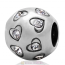 925 Sterling Silver Love All Round Charm with Clear Australian Crystals Bead