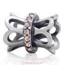 Birthstone Jewelry Lt Peach Crystal 925 Sterling Silver Charm Bead