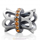 November Birthstone Topaz Crystal 925 Sterling Silver Charm Bead