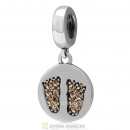 925 Sterling Silver Jonquil Crystal Pave Dangle Baby Feet Charm