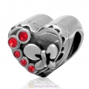925 Sterling Silver Butterfly Music Box Charm Love Heart Bead with Lt Siam Crystal