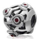 925 Sterling Silver Love with Siam Crystal European Bead