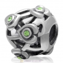 925 Sterling Silver Love with Peridot Crystal European Bead