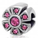 Sparkly Flower Charm 925 Sterling Silver Rose Crystal Bead