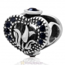 Love Tulip 925 Sterling Silver Heart Bead with Jet Crystal