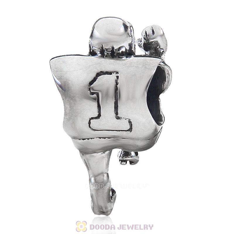 925 Sterling Silver No 1 Rugby Player Sport Charm Bead