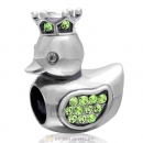 Pleasing Duck Crown Peridot Crystal Charm 925 Sterling Silver