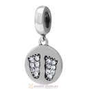 925 Sterling Silver Clear Crystal Pave Dangle Baby Feet Charm