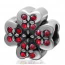 925 Sterling Silver Lucky Four Leaf Clover with Lt Siam Crystal Charm Bead