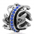 925 Sterling Silver Sapphire Crystal Spacer Charm Bead