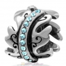 925 Sterling Silver Aquamarine Crystal Spacer Charm Bead