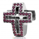 Amethyst Crystal Pave Christian Cross Charm 925 Sterling Silver