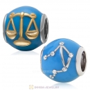 925 Sterling Silver Enamel Charm Zodiac Sign Libra Bead