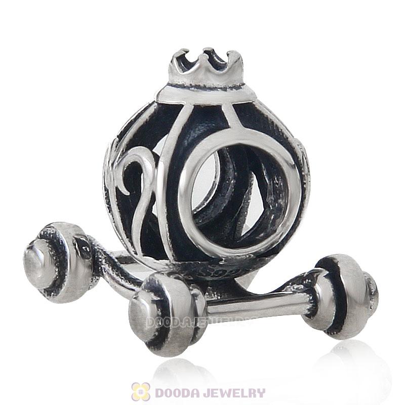 Antique 925 Sterling Silver Princess Pumpkin Coach Charm Bead