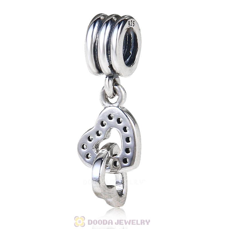925 Sterling Silver Clear Cz Interlocking Love Charm