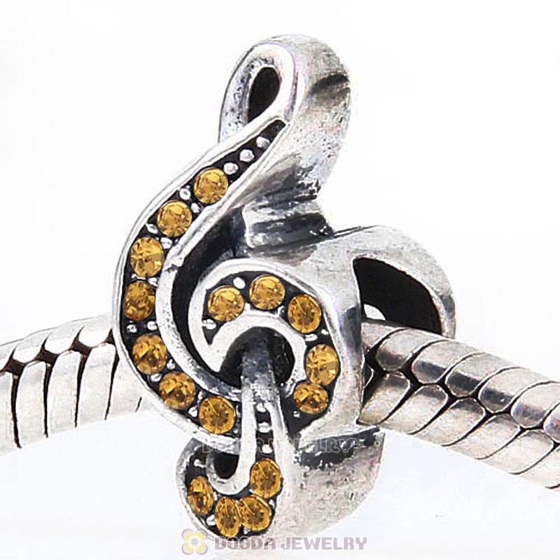 Sterling Silver Sweet Music Beads with Topaz Austrian Crystal