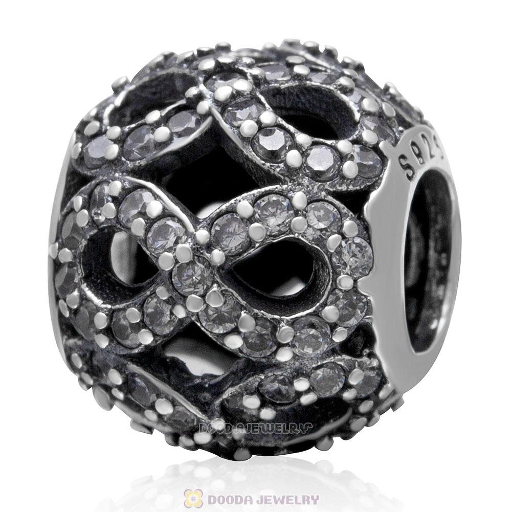 925 Sterling Silver Infinite Shine with Clear Cz Charm Bead 