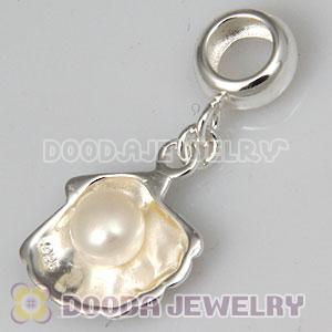 925 Sterling Silver European Shell Pearl Dangle Pendant Charms Wholesale