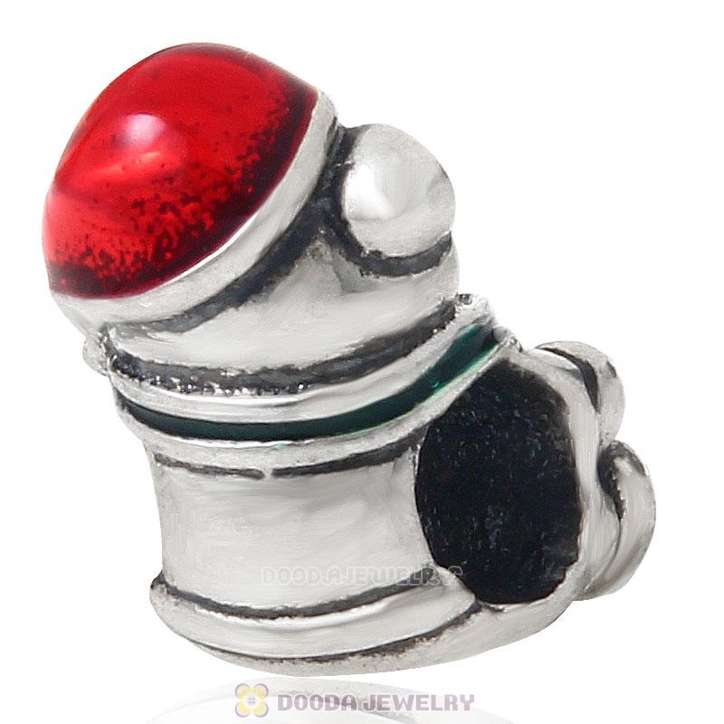 925 Sterling Silver Christmas Bear Wearing Red Hat Charm Bead