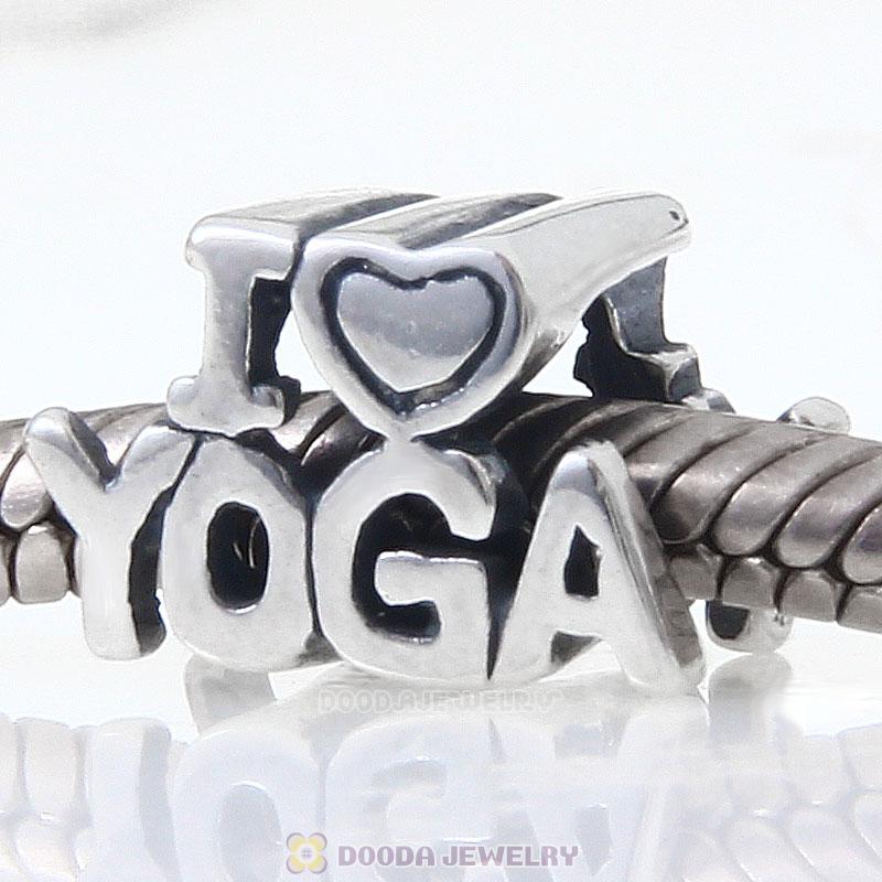 925 Sterling Silver I Love Yoga Meditation Exercise European Bead