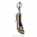 Sterling Silver Cinderella Slipper Dangle Beads with Topaz Austrian Crystal