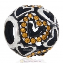 Sterling Silver love Hearts Charm with Topaz Heart Austrian Crystal