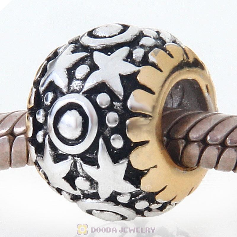 925 Sterling Silver Gold Plated Star Charm European Bead