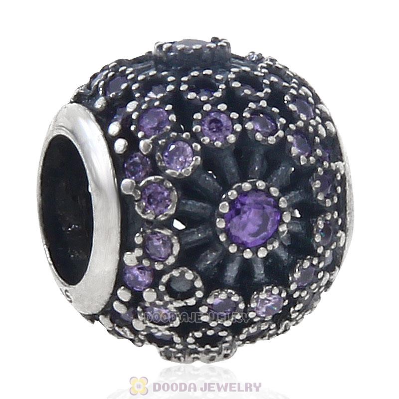 925 Sterling Silver Inner Radiance with Purple Cz Charm Bead 