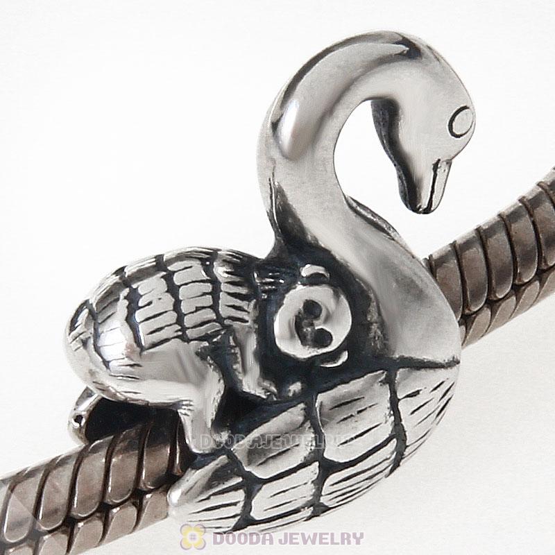 925 Sterling Silver Monkey Swan Bird Ride Bead Charm