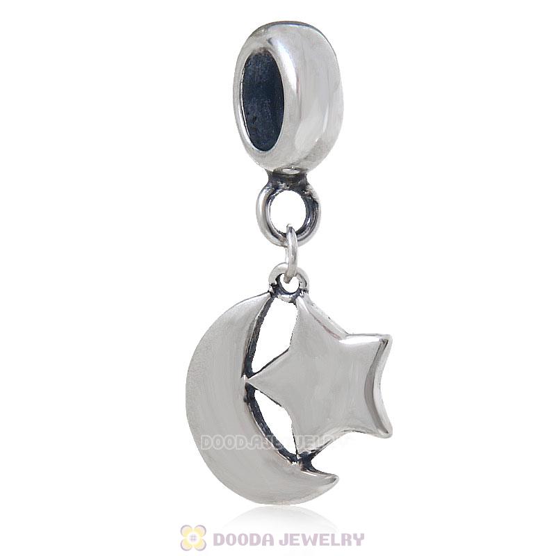 925 Sterling Silver Islamic Crescent Symbol Moon Star Pendant