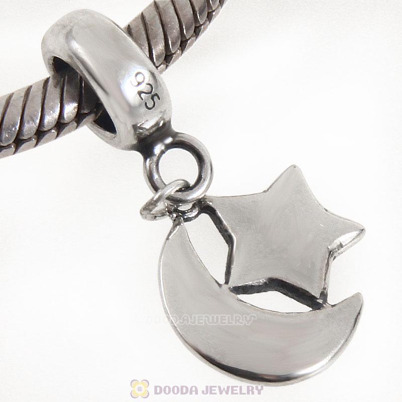 925 Sterling Silver Islamic Crescent Symbol Moon Star Pendant