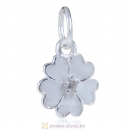 European Style 925 Sterling Silver Primrose Meadow Enamel Dangle Charm with Stone