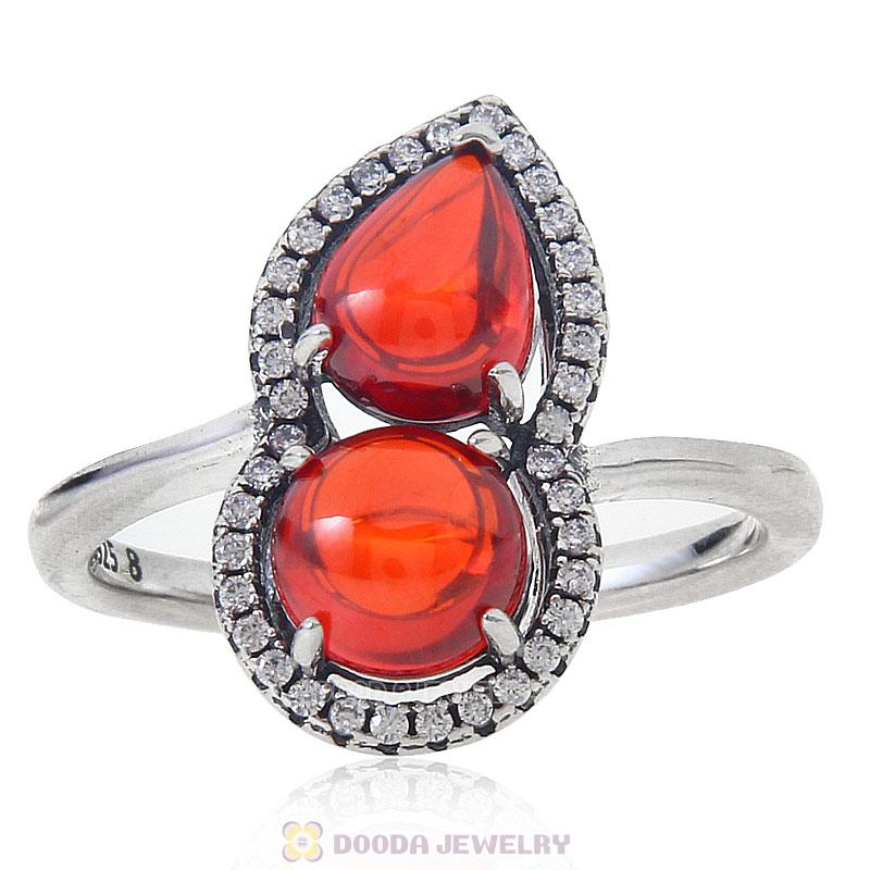 European 925 Sterling Silver Woman Ring Gourd with Clear Cz