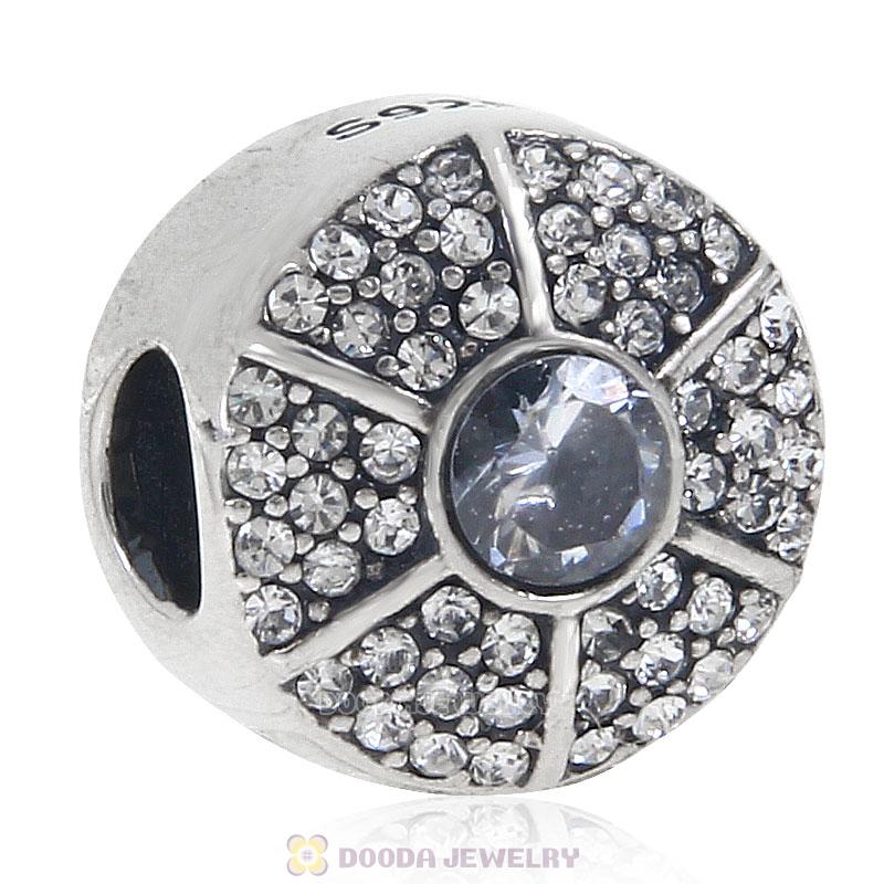 925 Sterling Silver European Clear CZ Crystal Charm Bead