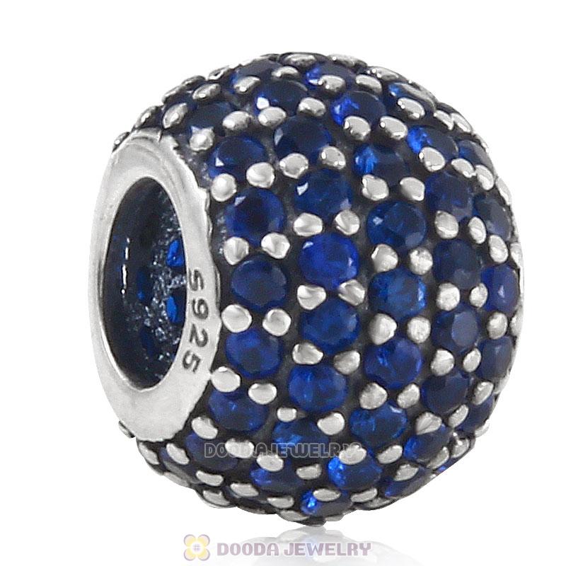 925 Sterling Silver Blue Pave Lights with Sapphire CZ Bead