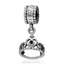 European Sterling Silver My Princess Dangle With Jet Austrian Crystal