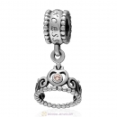 European Sterling Silver My Princess Dangle With Light Peach Austrian Crystal