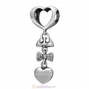 925 Sterling Silver Fashionably Tied Charm with Clear Austrian Crystals