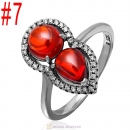 European 925 Sterling Silver Woman Ring Gourd with Clear Cz