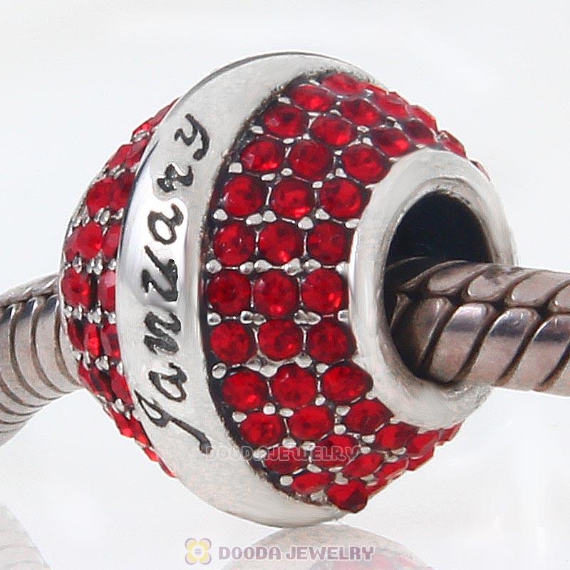 925 Sterling Silver January Birthstone Round Bead