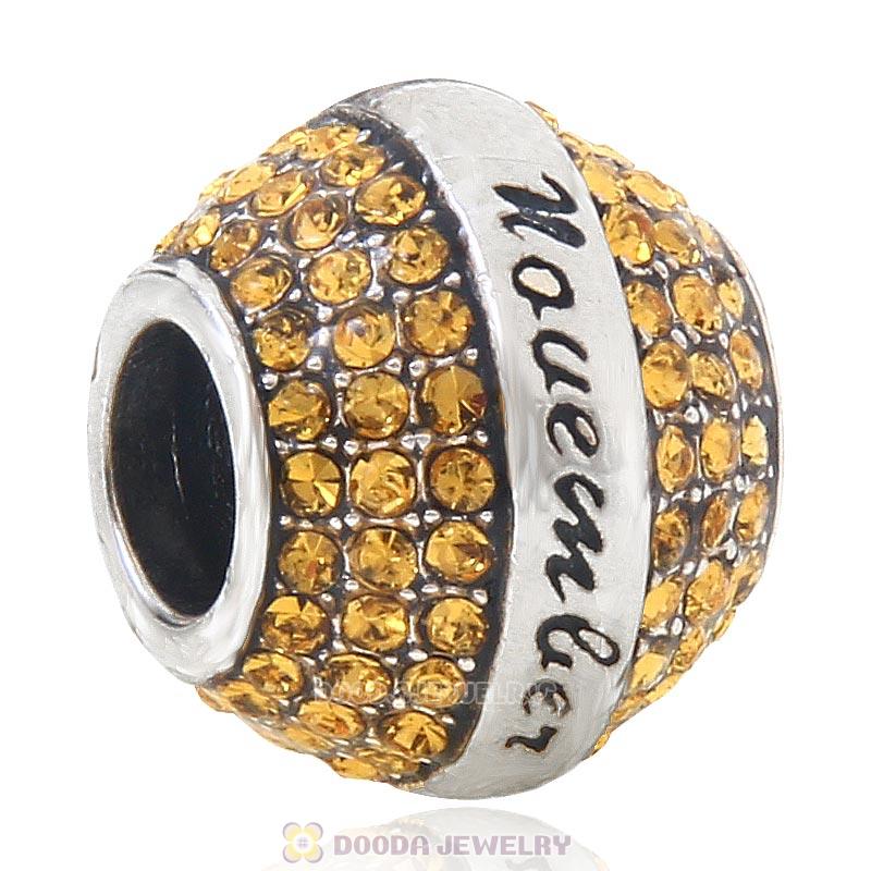 925 Sterling Silver November Birthstone Round Bead