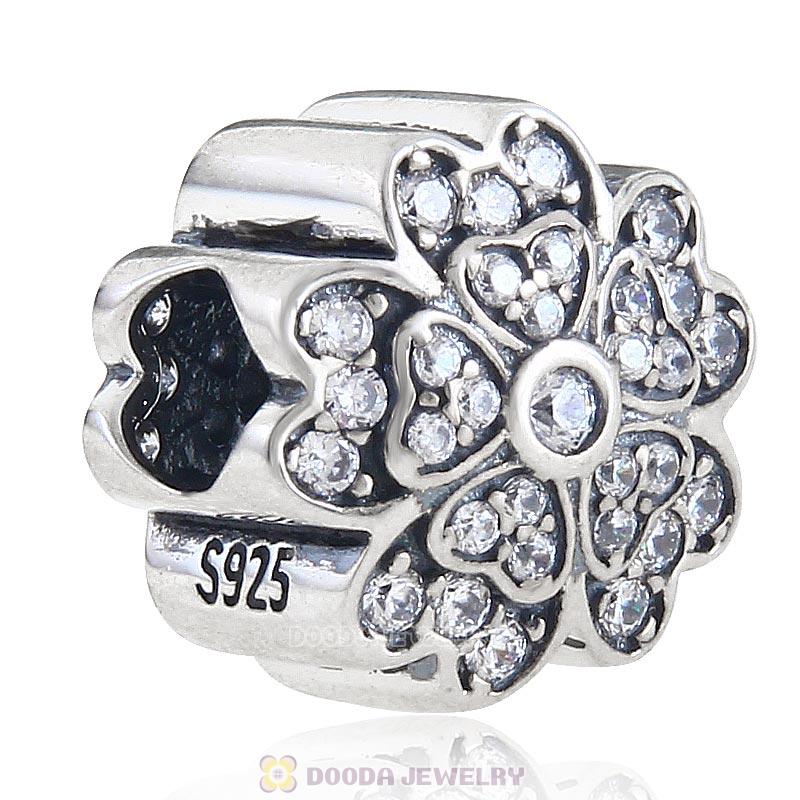 925 Sterling Silver Clear Zircon Stone Primrose Love Charm