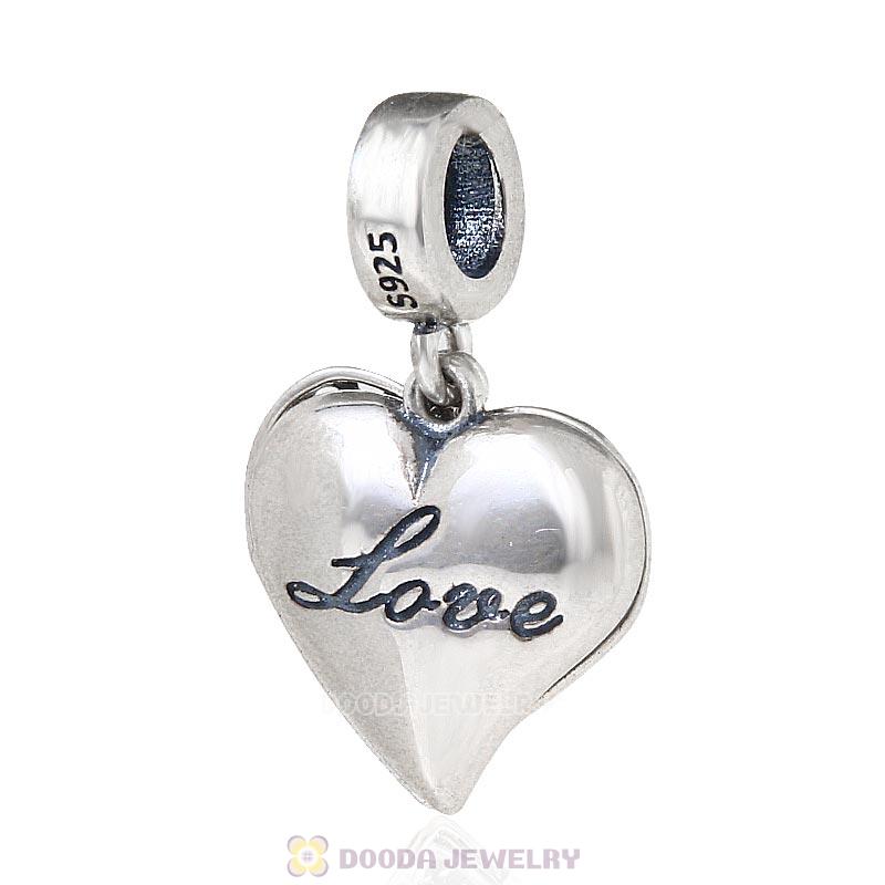  925 Sterling Silver Red Crystal Heart Love Pendant Charm 