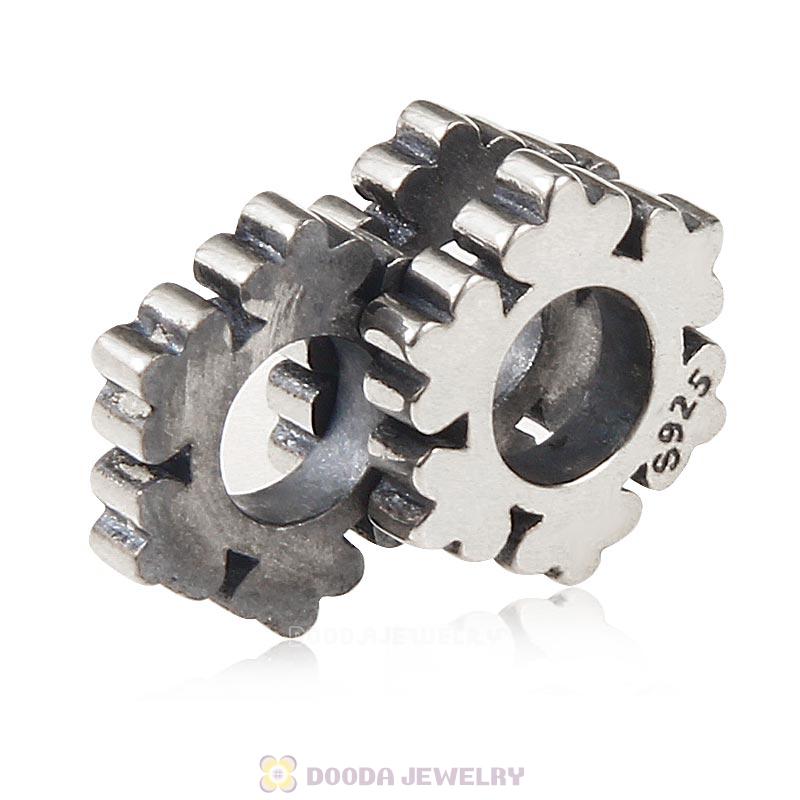 Antique 925 Sterling Silver Snowflake Charm Bead  